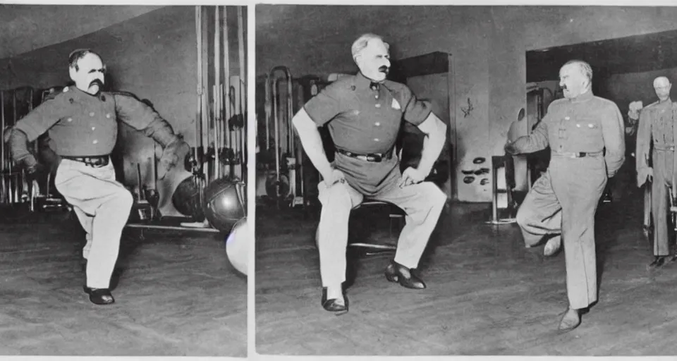 Image similar to photo in color, stalin and lenin in the gym, clear photo