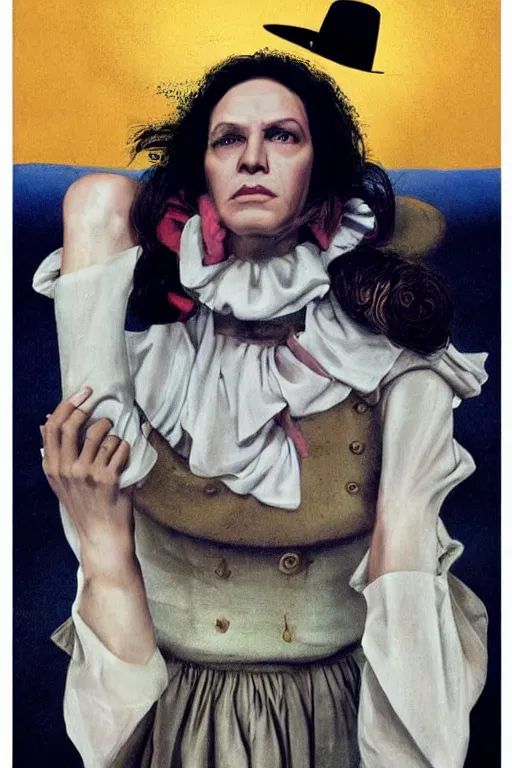 Prompt: hyperrealism fashion portrait photo from The Holy Mountain by Alejandro Jodorowsky in style of Francisco Goya