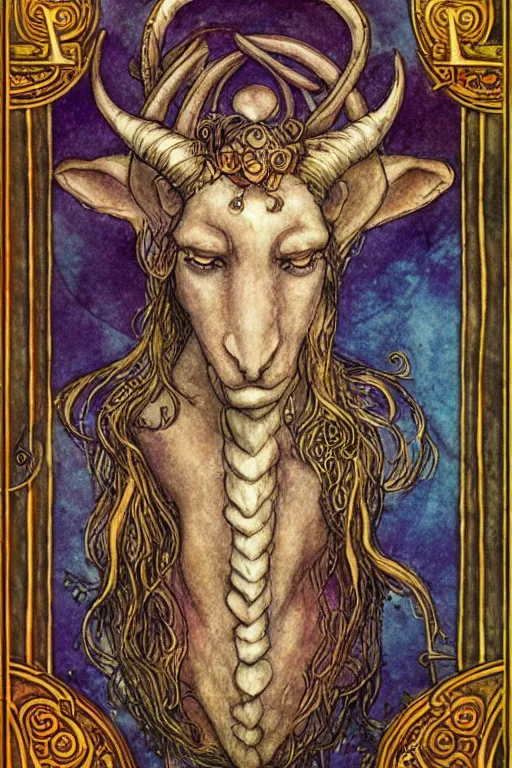 Image similar to aries zodiac artwork, mystic tarot style, detailed, 8 k, symmetrical, by brian froud