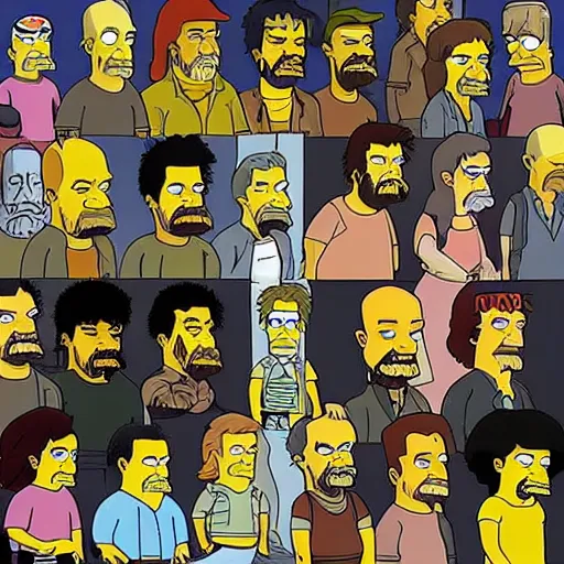 Prompt: the walking dead in the style of the simpsons