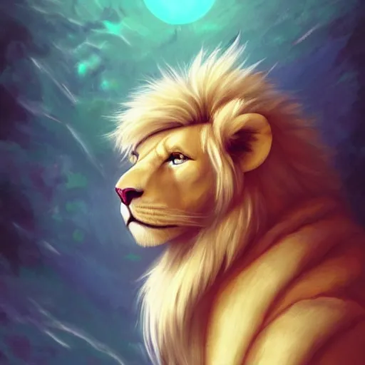 Image similar to aesthetic portrait commission of a albino male furry anthro lion with a tv for head displaying lions face while wearing a vaporwave stylized attractive masculine pastel winter outfit, winter Atmosphere. Character design by charlie bowater, ross tran, artgerm, and makoto shinkai, detailed, inked, western comic book art, 2021 award winning painting