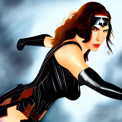 Prompt: Digital painting of Gal Gadot as Black Widow, from The Avengers (2012)