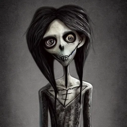 Image similar to grunge cartoon drawing of a plushie by - michael karcz , in the style of corpse bride, loony toons style, horror themed, detailed, elegant, intricate