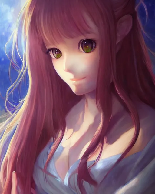 Prompt: A very beautiful painting of Holo from Spice and Wolf anime by rossdraws, wlop, artgerm and Gil Elvgren