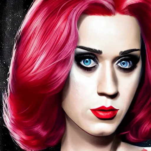 Image similar to katy perry as black widow in the avengers, portrait, very detailed face