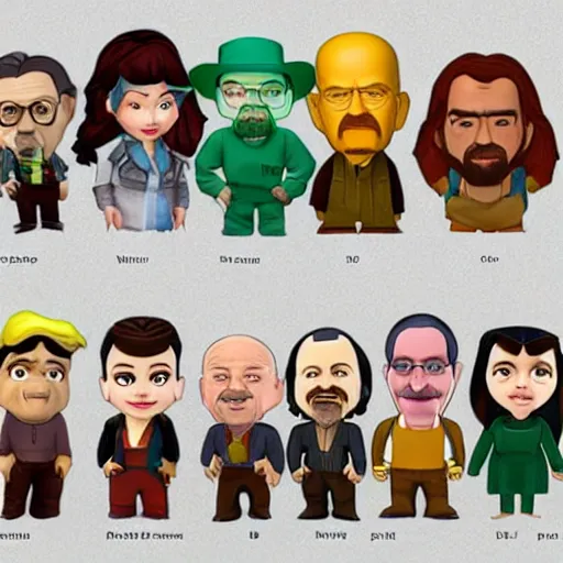 Prompt: cast of breaking bad as disney 3 d characters