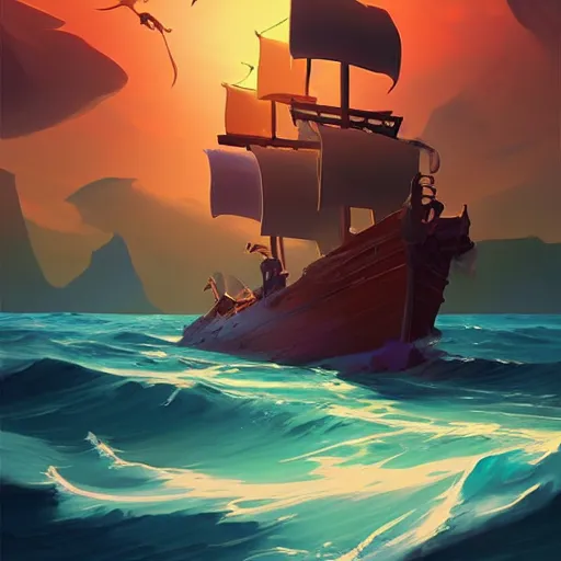 Image similar to painting treasure on sea of thieves game smooth median photoshop filter cutout vector, behance hd by jesper ejsing, by rhads, makoto shinkai and lois van baarle, ilya kuvshinov, rossdraws global illumination