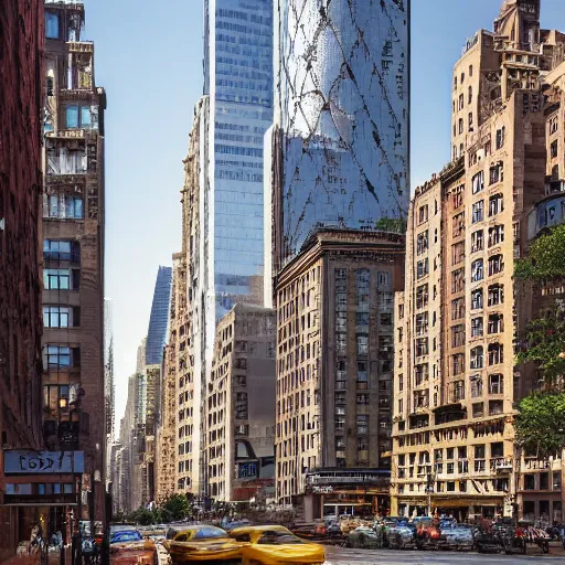 Image similar to This Kind Of Smart, Walkable, Mixed-use Urbanism Is Illegal To Build In Most American Cities, 1910s architecture, new york city, victorian architecture, tall buildings, amazing photograph, award winning, national geographic, cover of magazine, highly detailed, photorealistic