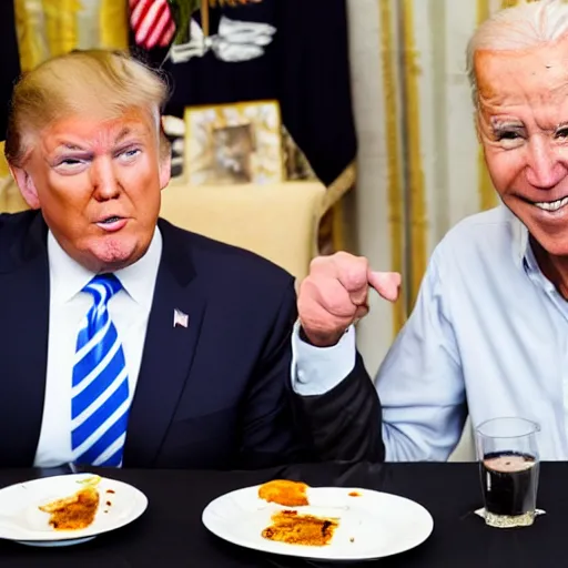 Image similar to donald trump and joe biden eating prunes