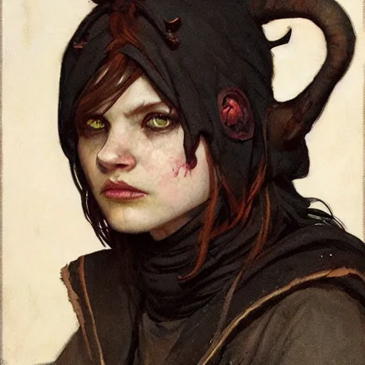 portrait of a surly and resentful female tiefling | Stable Diffusion ...