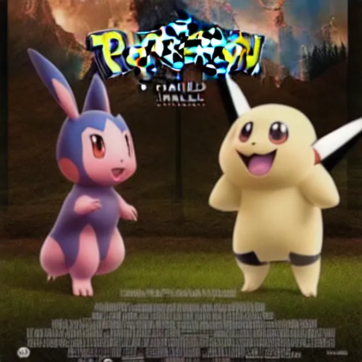 Image similar to a live action Pokemon movie poster featuring Ariana Grande and Mark Hamill