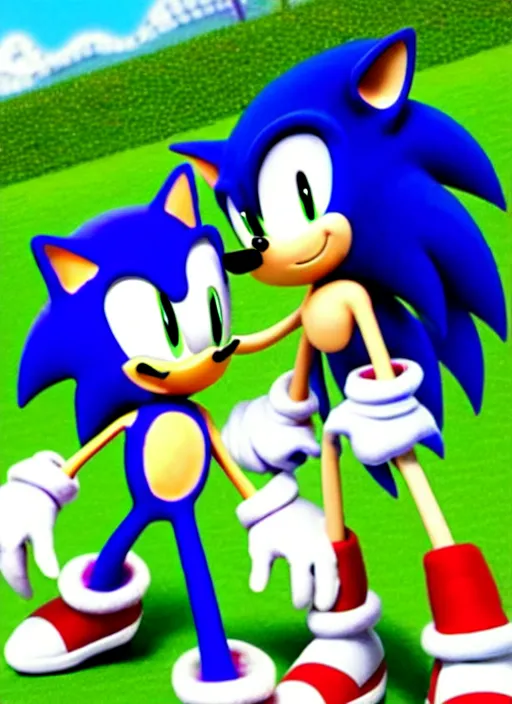 Image similar to sonic the hedgehog and timmy turner hanging out