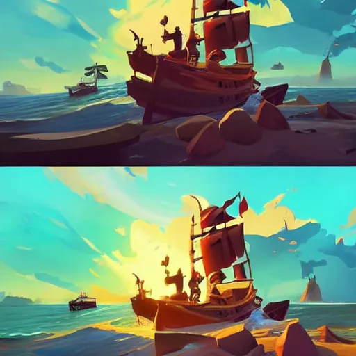 Image similar to painting treasure on sea of thieves game smooth median photoshop filter cutout vector, behance hd by jesper ejsing, by rhads, makoto shinkai and lois van baarle, ilya kuvshinov, rossdraws global illumination