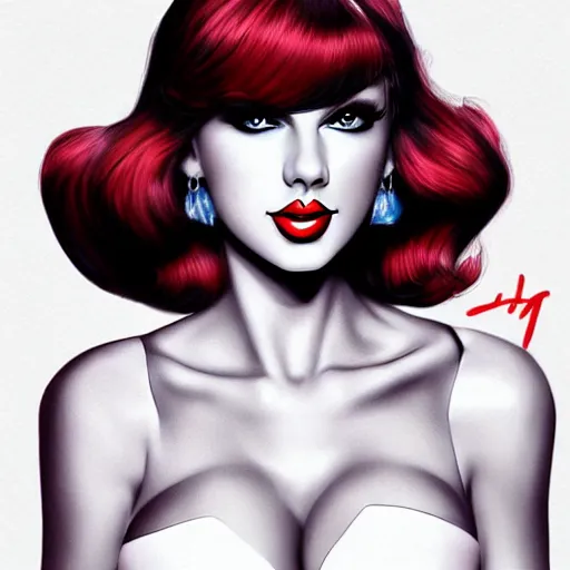 Image similar to Taylor Swift cosplaying as jessica rabbit, by artgerm, deviantart