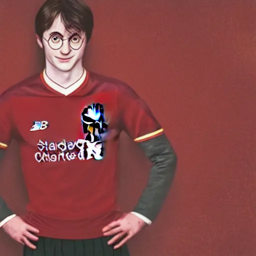Prompt: portrait of harry potter wearing a liverpool jersey, highly detailed, masterpiece painting, 4 k, octane render,