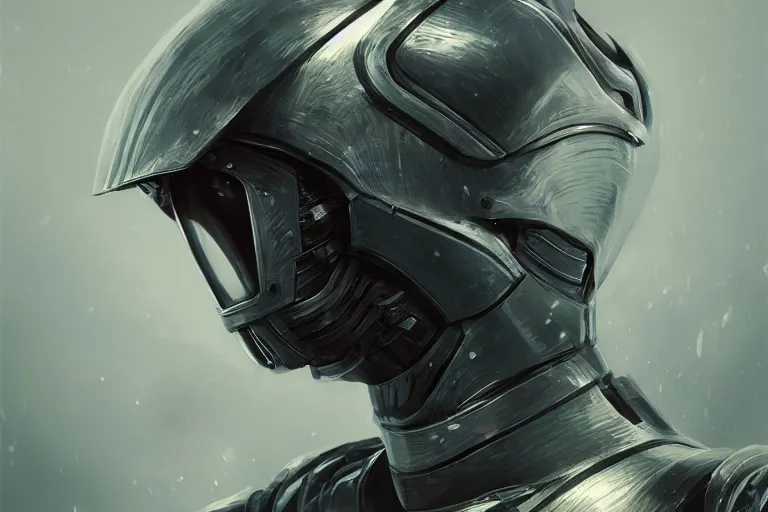 Prompt: cybernetic knight in helmet, elegant, highly detailed, sharp focus, illustration, beautiful, geometric, trending on artstation, battlefield, cinematic, artwork by wlop