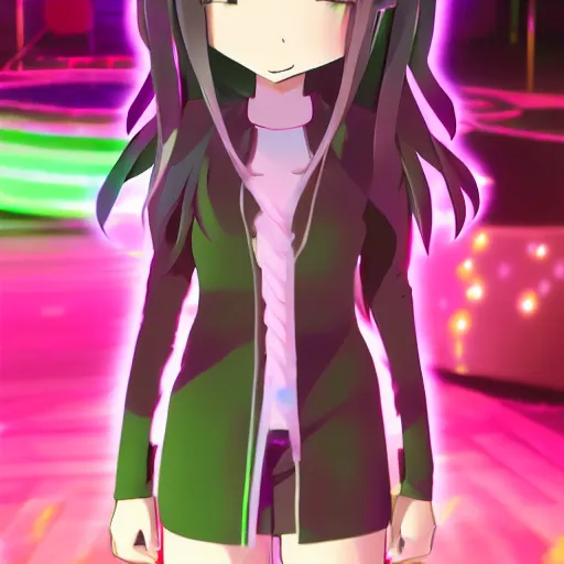 Image similar to anime styled vr character in a rave party, bloom, dark lighting