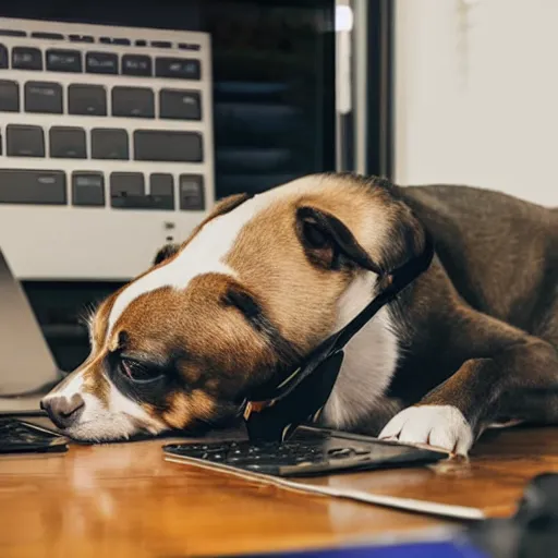 Image similar to a dog fixing a computer