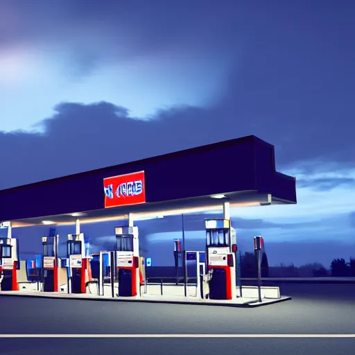 Prompt: a gas station at night, it's raining, dark, 8K, ultra photoreal, ultra detailed, hyperdetailled, volumetric lightvolumetric light