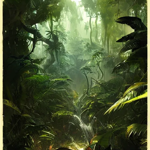 Prompt: jungle by greg rutkowski tripping on ayahuasca