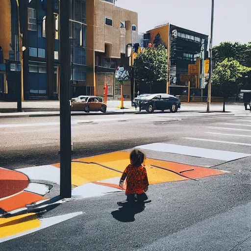 Image similar to “a street corner with a childrens playground and a building across the street”