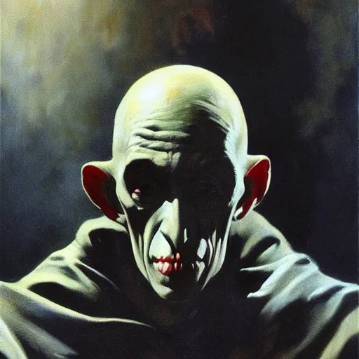 Prompt: ultra realistic portrait painting of nosferatu, art by frank frazetta, 4 k, ultra realistic, highly detailed, epic lighting