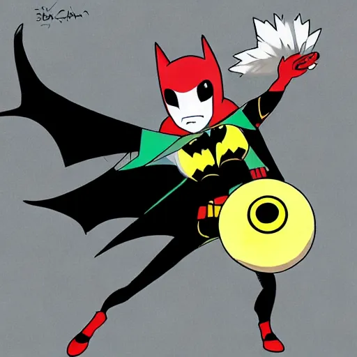 Image similar to batman being caught as a pokemon in a pokeball