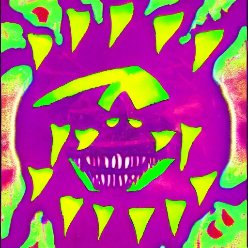 Prompt: evil angry face, psychedelic, vaprwave,'9 0 s