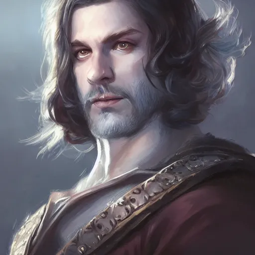 Prompt: plucky charming white male rogue, naval background, fantasy, D&D 5e, 5th edition, portrait, piercing stare, highly detailed, digital painting, HD, artstation, concept art, matte, sharp focus, illustration, art by artgerm and greg rutkowski