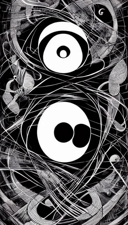 Image similar to Abstract representation of ying Yang concept, by james jean,