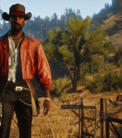 Prompt: Tupac in rdr2