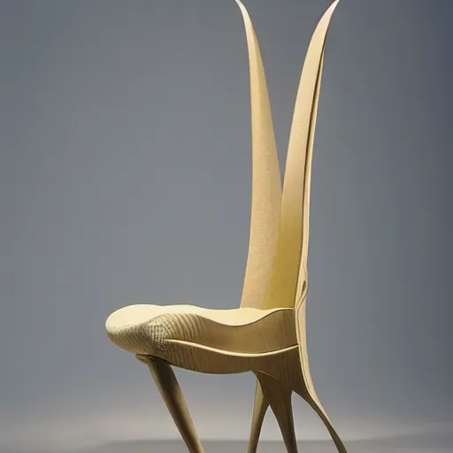 Image similar to a chair designed by milo manara and hajime sorayama