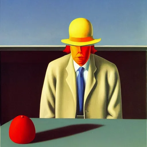 Prompt: Magritte by Edward hopper