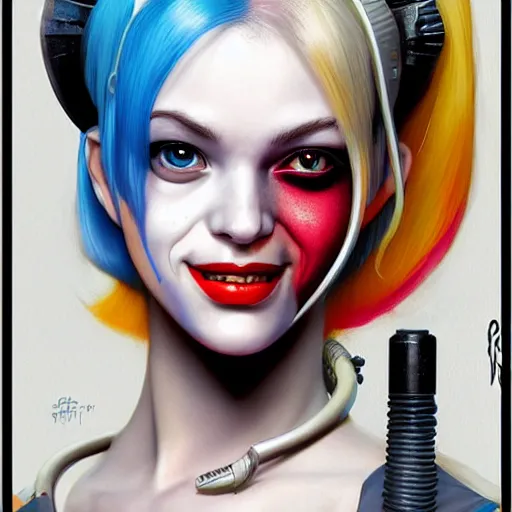 Image similar to lofi biopunk harley quinn portrait, Pixar style, by Tristan Eaton Stanley Artgerm and Tom Bagshaw.