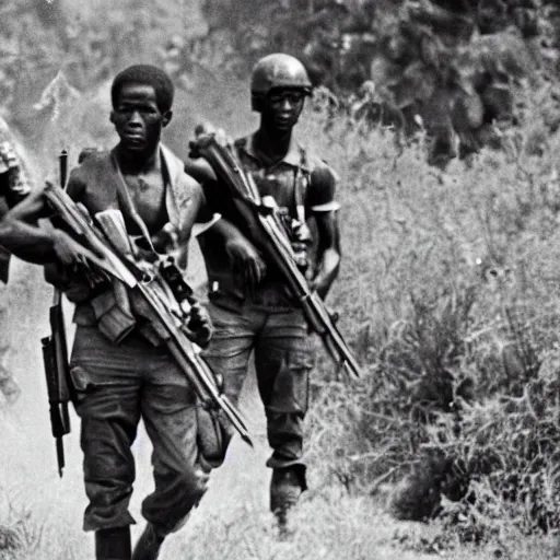 Prompt: film still, Mercenaries in 1967 Congo civil war