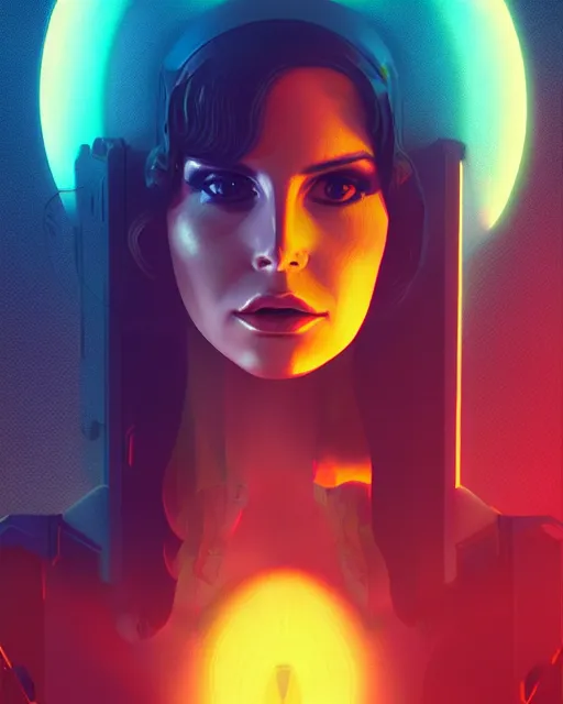 Image similar to cyberraypunk womancore portrait of Lana Del Rey as a cyborg. intricate abstract. intricate artwork. by Tooth Wu, wlop, beeple, dan mumford. dune by david lynch, octane render, trending on artstation, greg rutkowski very coherent symmetrical artwork. cinematic, hyper realism, high detail, octane render, 8k, iridescent accents