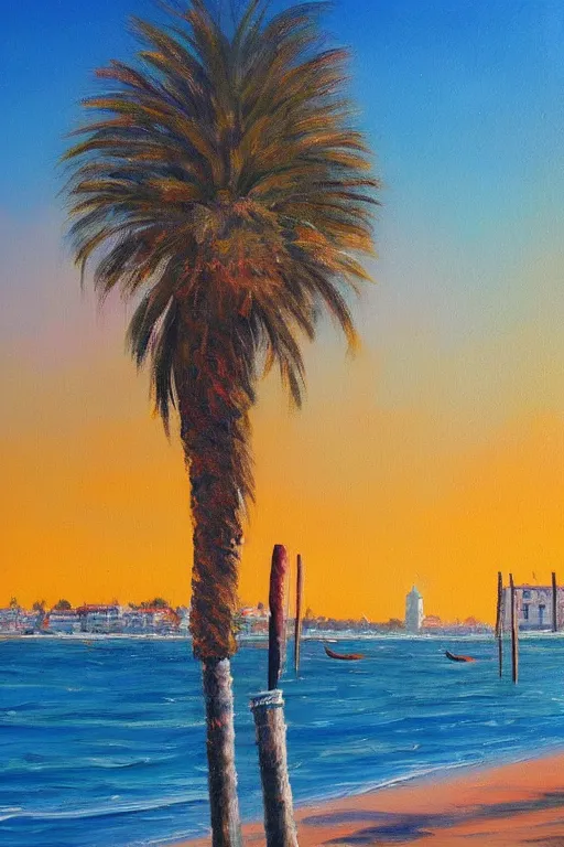 Prompt: bob ross painting of venice beach