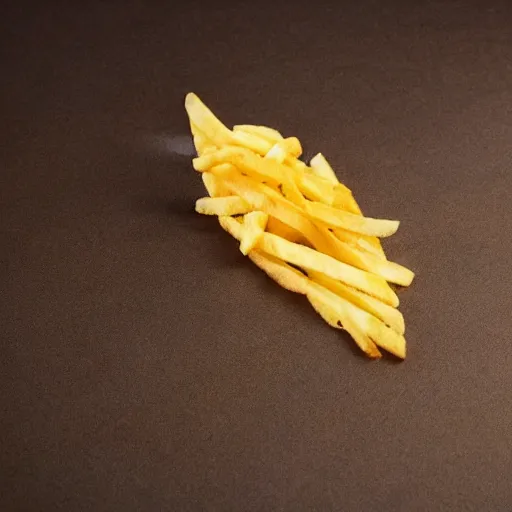 Image similar to photo of [ a single salted french fry chip ] shaped like that looks like stephen fry as a pixar character hybrid intercross mix cinematic lighting