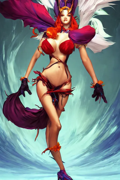 Image similar to Morigan from Darkstalkers in a spinoff in blade and soul artbook on a render by the artist Hyung tae Kim, Jiyun Chae, Joe Madureira, trending on Artstation by Hyung tae Kim, artbook, Stanley Artgerm Lau, WLOP, Rossdraws , James Gurney