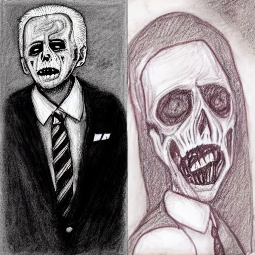 Image similar to grunge drawing of joe biden in the style of corpse bride