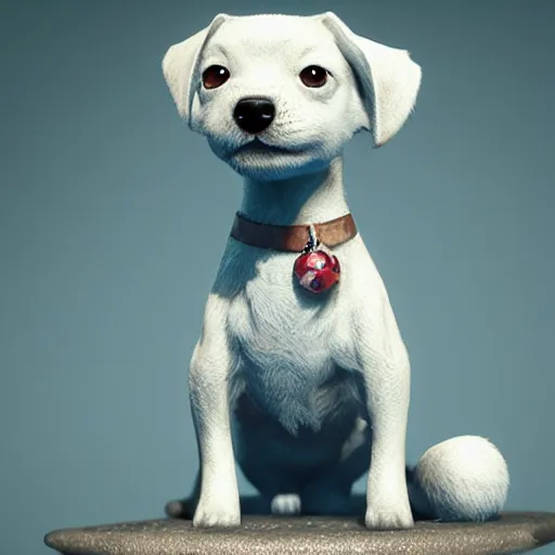 Image similar to a cute little dog portrait, photorealistic, 3 d render, award winning render, unreal engine, octane render, studio lighting, 8 k, hd, dustin nguyen, akihiko yoshida, greg tocchini, greg rutkowski, cliff chiang, pixar