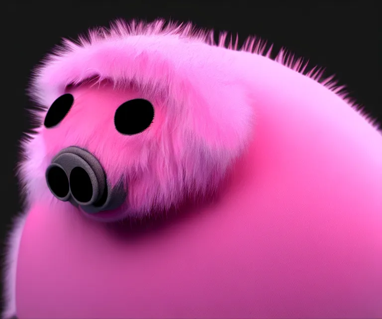 Image similar to high quality 3 d render hyperrealist very cute small tardiradiant, plush mascot, long spiky fluffy smooth hair, photo from the side, pink fluffy fur, vray, smooth background, artstation, ultra detailed