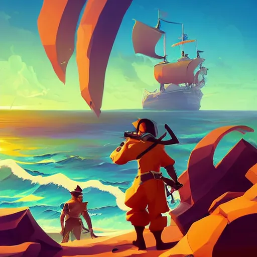 Image similar to painting treasure on sea of thieves game smooth median photoshop filter cutout vector, behance hd by jesper ejsing, by rhads, makoto shinkai and lois van baarle, ilya kuvshinov, rossdraws global illumination