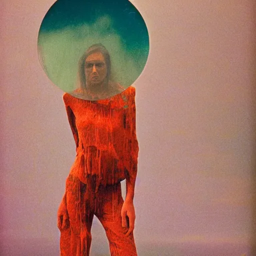 Prompt: 3 5 mm color photography, beksinski and annie liebovitz, vogue shoot of glitch nightmare