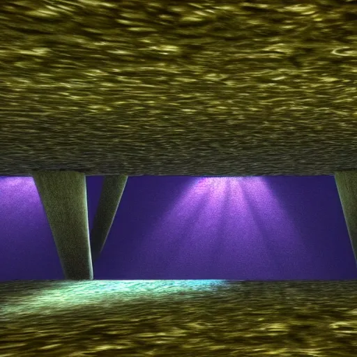 Image similar to underwater landscape view of Scottish Parliament, deep underwater, fish shoal, in style of Greg Rutkowki, dynamic lighting, 4k, very very very highly detailed, hyper realistic