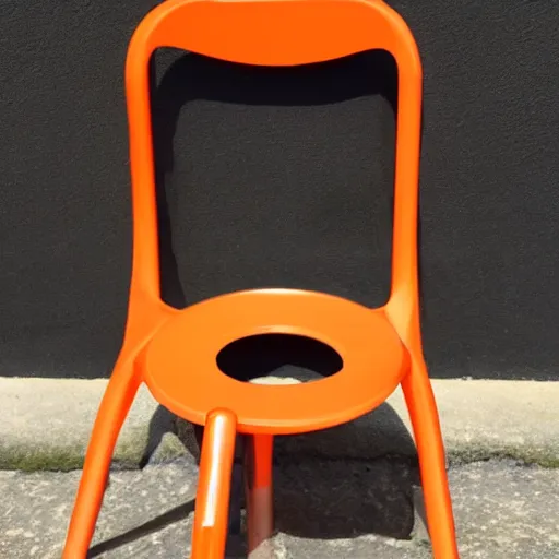 Prompt: a chair in the shape of an orange.