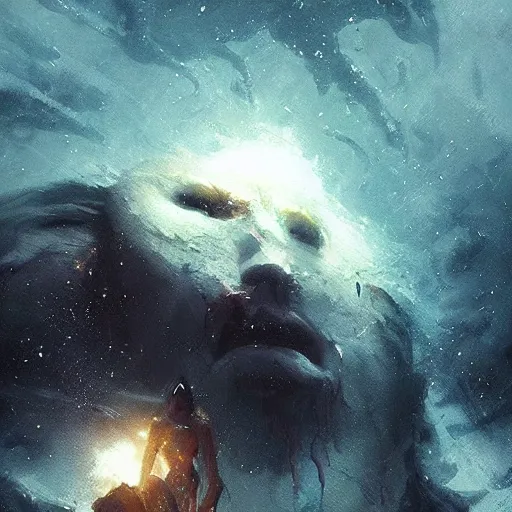 Image similar to a beautiful terrifying monster made out of space and stars. ethereal horror fantasy art by greg rutkowski