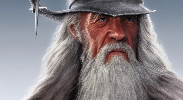 Prompt: sean connery as gandalf, award winning character art, by various concept artists, hyperrealistic face, photorealistic render