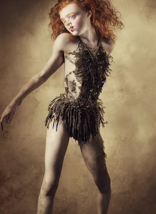 Image similar to sadie sink expressive full body photo of an angels dancing, glamour shot, by jenny saville, by stefan gesell, photorealistic, canon r 3, fashion photography, hyper maximalist, elegant, ornate, luxury, elite, environmental portrait, symmetrical features, octane render, unreal engine, solid dark grey background, dramatic lights