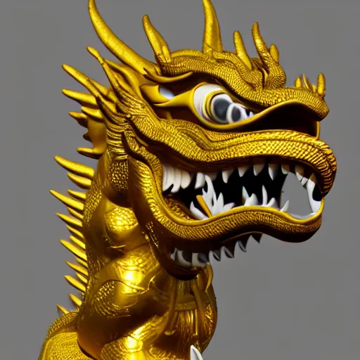 Prompt: chinese dragon made of gold, ultra realistic details, 8 k, full body,